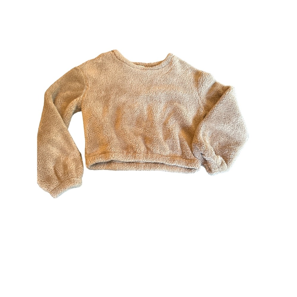 Le Lis Brown Cropped Teddy Sweaterā Long Sleeve Size Medium